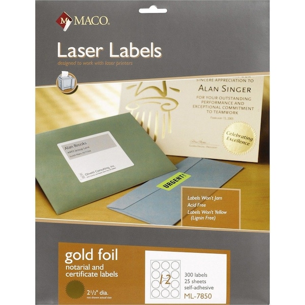 Maco Seal, Foil, Laser, 2.5Dia, 300 Pk MACML7850 - main